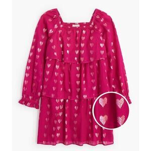Crewcuts Factory | NWOT Girls' shimmer tiered hearts dress Brilliant Berry Sz 3